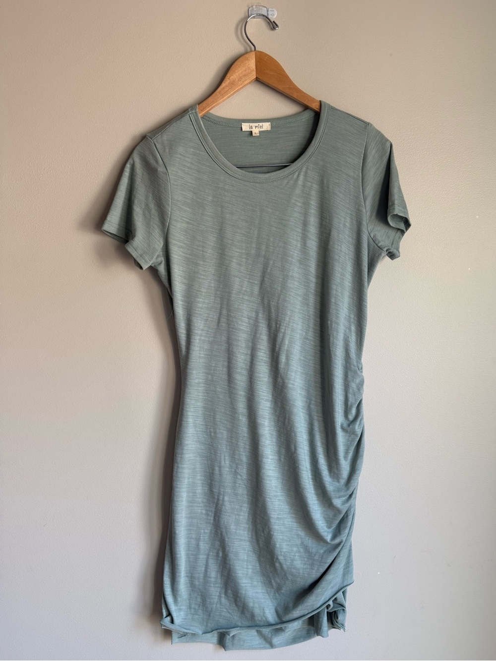 LA MIEL Slate Green Tee Dress Size Large